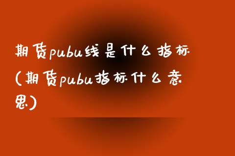 期货pubu线是什么指标(期货pubu指标什么意思)_https://www.zztgc.com_期货入门_第1张
