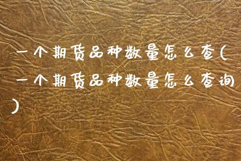 一个期货品种数量怎么查(一个期货品种数量怎么查询)_https://www.zztgc.com_期货入门_第1张