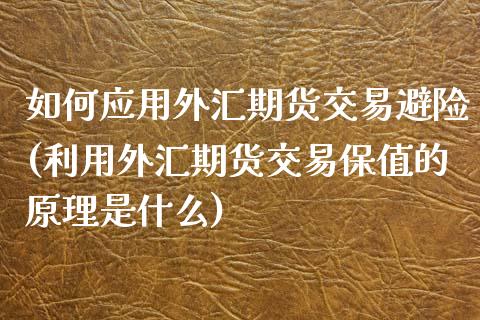 如何应用外汇期货交易避险(利用外汇期货交易保值的原理是什么)_https://www.zztgc.com_期货入门_第1张