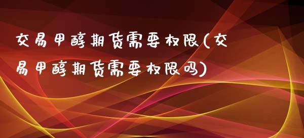交易甲醇期货需要权限(交易甲醇期货需要权限吗)_https://www.zztgc.com_黄金期货_第1张