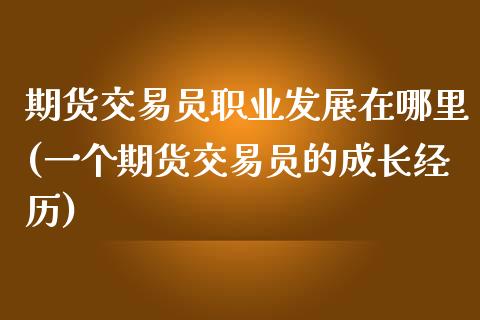 期货交易员职业发展在哪里(一个期货交易员的成长经历)_https://www.zztgc.com_期货行情_第1张
