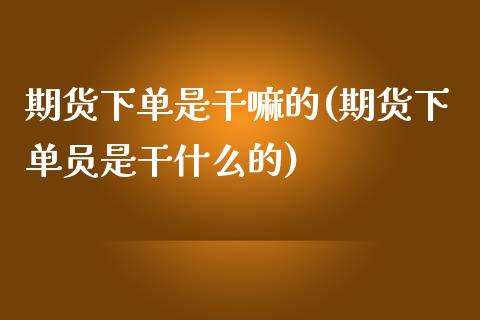 期货下单是的(期货下单员是干什么的)_https://www.zztgc.com_原油期货_第1张
