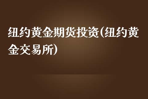 纽约黄金期货投资(纽约黄金交易所)_https://www.zztgc.com_期货行情_第1张