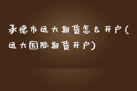 承德市远大期货怎么开户(远大国际期货开户)_https://www.zztgc.com_黄金期货_第1张