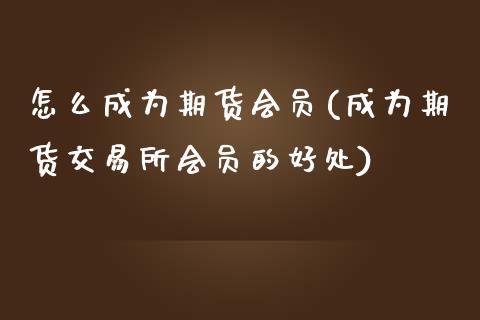 怎么成为期货会员(成为期货交易所会员的好处)_https://www.zztgc.com_期货入门_第1张