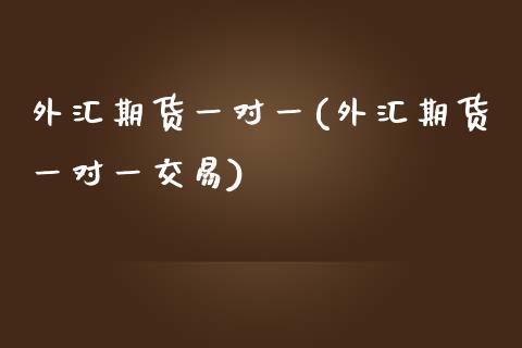 外汇期货一对一(外汇期货一对一交易)_https://www.zztgc.com_期货直播_第1张