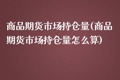 商品期货市场持仓量(商品期货市场持仓量怎么算)_https://www.zztgc.com_期货直播_第1张