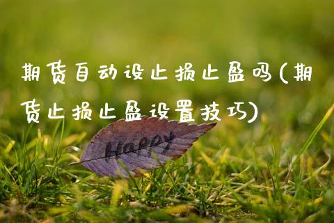 期货自动设止损止盈吗(期货止损止盈设置技巧)_https://www.zztgc.com_期货行情_第1张