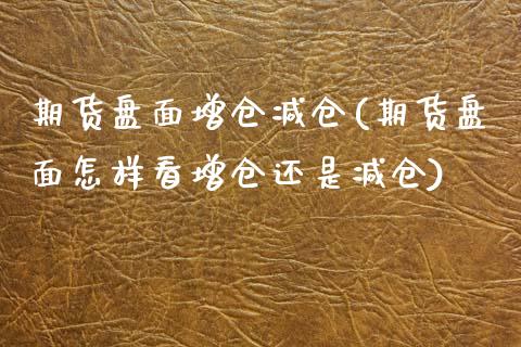 期货盘面增仓减仓(期货盘面怎样看增仓还是减仓)_https://www.zztgc.com_期货直播_第1张