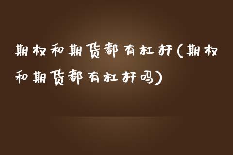 期权和期货都有杠杆(期权和期货都有杠杆吗)_https://www.zztgc.com_期货入门_第1张