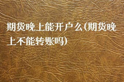 期货晚上能开户么(期货晚上不能转账吗)_https://www.zztgc.com_期货直播_第1张