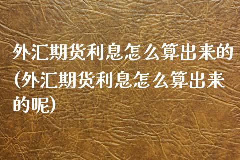 外汇期货利息怎么算出来的(外汇期货利息怎么算出来的呢)_https://www.zztgc.com_原油期货_第1张