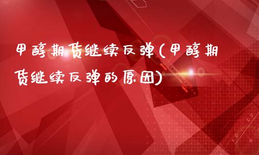 甲醇期货继续反弹(甲醇期货继续反弹的原因)_https://www.zztgc.com_黄金期货_第1张