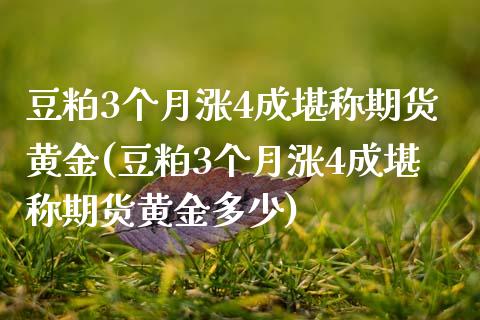 豆粕3个月涨4成堪称期货黄金(豆粕3个月涨4成堪称期货黄金多少)_https://www.zztgc.com_原油期货_第1张