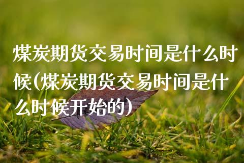 煤炭期货交易时间是什么时候(煤炭期货交易时间是什么时候开始的)_https://www.zztgc.com_期货直播_第1张
