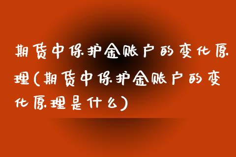 期货中保护金账户的变化原理(期货中保护金账户的变化原理是什么)_https://www.zztgc.com_期货入门_第1张