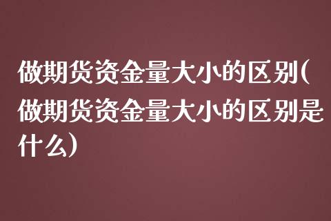 做期货资金量大小的区别(做期货资金量大小的区别是什么)_https://www.zztgc.com_期货入门_第1张