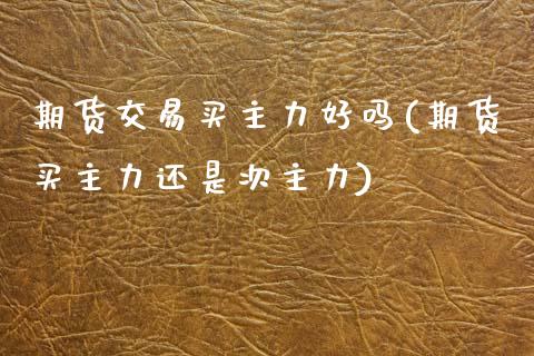 期货交易买主力好吗(期货买主力还是次主力)_https://www.zztgc.com_黄金期货_第1张