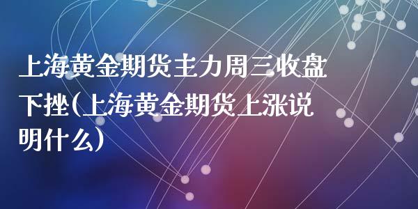 上海黄金期货主力周三收盘下挫(上海黄金期货上涨说明什么)_https://www.zztgc.com_期货行情_第1张