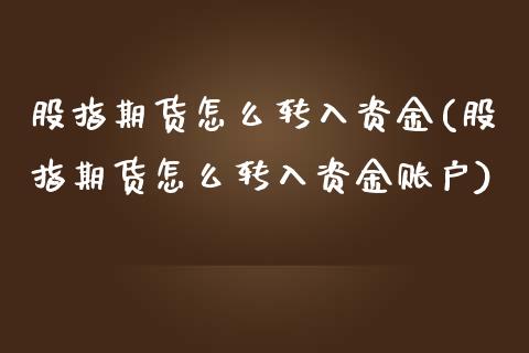 股指期货怎么转入资金(股指期货怎么转入资金账户)_https://www.zztgc.com_期货直播_第1张