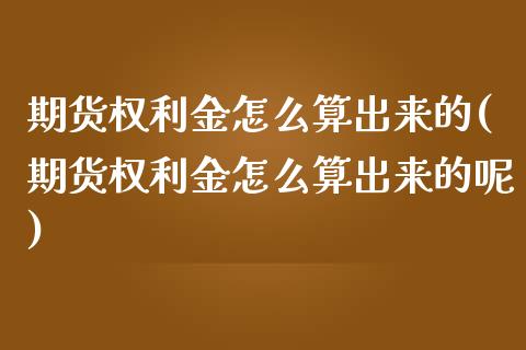 期货权利金怎么算出来的(期货权利金怎么算出来的呢)_https://www.zztgc.com_原油期货_第1张