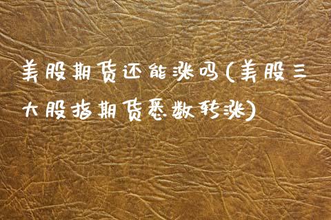 美股期货还能涨吗(美股三大股指期货悉数转涨)_https://www.zztgc.com_黄金期货_第1张