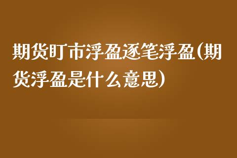 期货盯市浮盈逐笔浮盈(期货浮盈是什么意思)_https://www.zztgc.com_黄金期货_第1张
