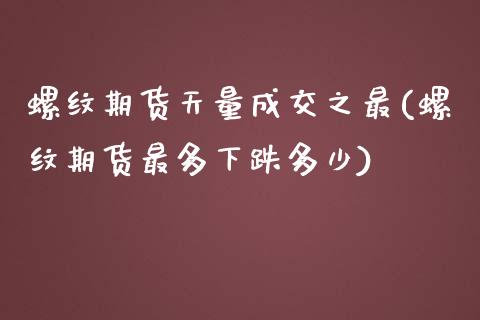 螺纹期货天量成交之最(螺纹期货最多下跌多少)_https://www.zztgc.com_黄金期货_第1张