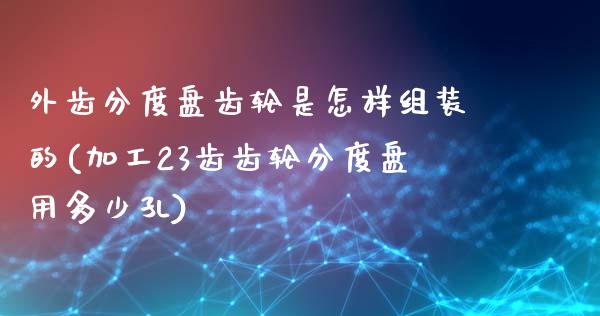 外齿分度盘齿轮是怎样组装的(加工23齿齿轮分度盘用多少孔)_https://www.zztgc.com_黄金期货_第1张