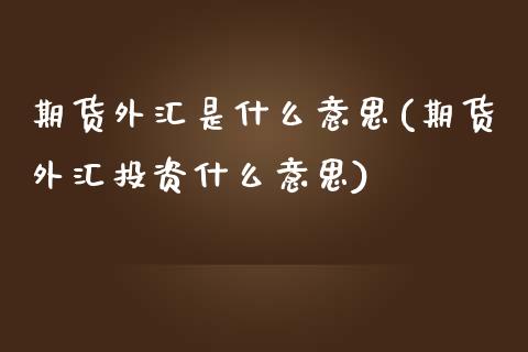期货外汇是什么意思(期货外汇投资什么意思)_https://www.zztgc.com_期货直播_第1张