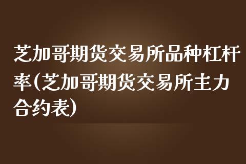 芝加哥期货交易所品种杠杆率(芝加哥期货交易所主力合约表)_https://www.zztgc.com_黄金期货_第1张
