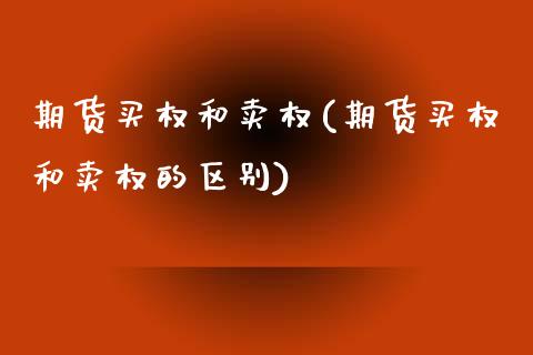 期货买权和卖权(期货买权和卖权的区别)_https://www.zztgc.com_黄金期货_第1张