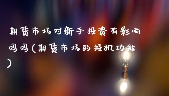 期货市场对新手投资有影响吗吗(期货市场的投机功能)_https://www.zztgc.com_期货开户_第1张