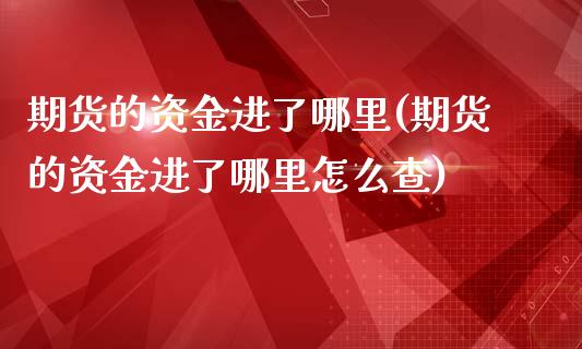 期货的资金进了哪里(期货的资金进了哪里怎么查)_https://www.zztgc.com_期货行情_第1张