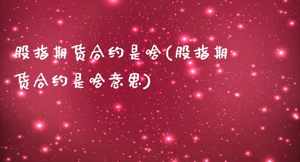 股指期货合约是啥(股指期货合约是啥意思)_https://www.zztgc.com_原油期货_第1张