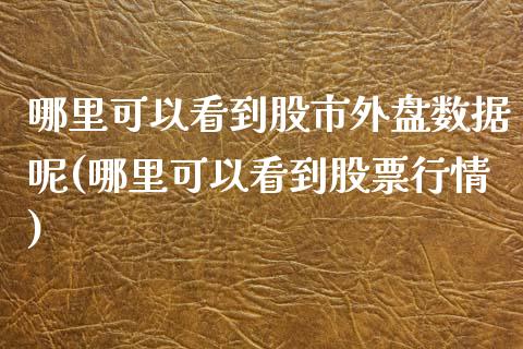 哪里可以看到股市外盘数据呢(哪里可以看到股票行情)_https://www.zztgc.com_原油期货_第1张