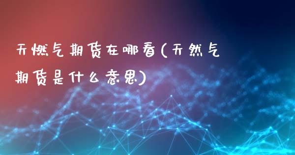 天燃气期货在哪看(天然气期货是什么意思)_https://www.zztgc.com_期货直播_第1张