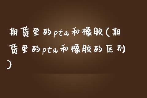 期货里的pta和橡胶(期货里的pta和橡胶的区别)_https://www.zztgc.com_期货入门_第1张