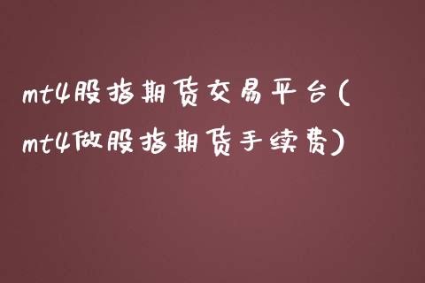mt4股指期货交易平台(mt4做股指期货手续费)_https://www.zztgc.com_原油期货_第1张