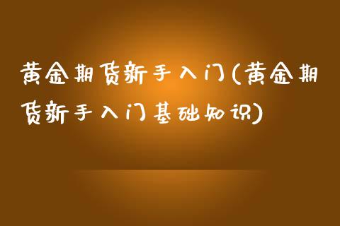 黄金期货新手入门(黄金期货新手入门基础知识)_https://www.zztgc.com_黄金期货_第1张