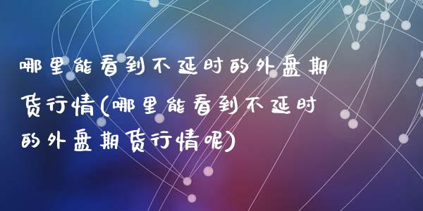 哪里能看到不延时的外盘期货行情(哪里能看到不延时的外盘期货行情呢)_https://www.zztgc.com_原油期货_第1张