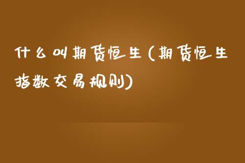 什么叫期货恒生(期货恒生指数交易规则)_https://www.zztgc.com_原油期货_第1张