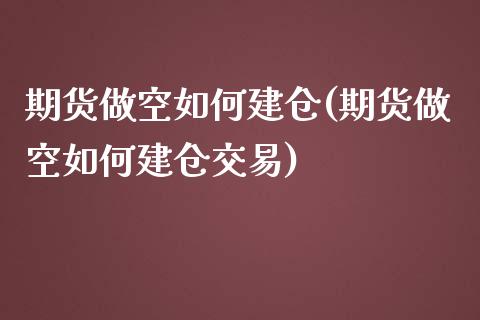期货做空如何建仓(期货做空如何建仓交易)_https://www.zztgc.com_期货行情_第1张