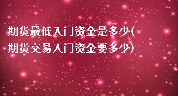 期货最低入门资金是多少(期货交易入门资金要多少)_https://www.zztgc.com_期货行情_第1张
