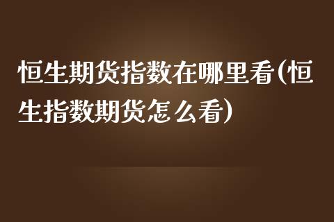 恒生期货指数在哪里看(恒生指数期货怎么看)_https://www.zztgc.com_期货直播_第1张
