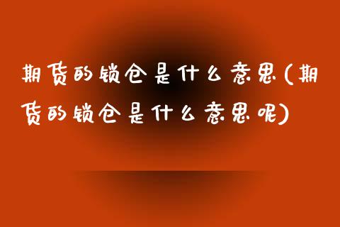 期货的锁仓是什么意思(期货的锁仓是什么意思呢)_https://www.zztgc.com_期货直播_第1张