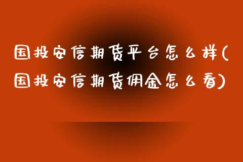 国投安信期货平台怎么样(国投安信期货佣金怎么看)_https://www.zztgc.com_期货行情_第1张