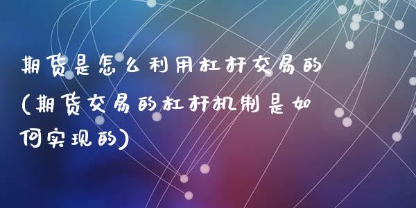 期货是怎么利用杠杆交易的(期货交易的杠杆机制是如何实现的)_https://www.zztgc.com_期货开户_第1张