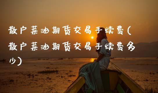 散户菜油期货交易手续费(散户菜油期货交易手续费多少)_https://www.zztgc.com_原油期货_第1张
