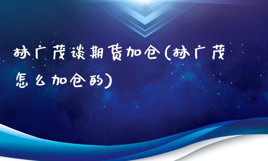 林广茂谈期货加仓(林广茂怎么加仓的)_https://www.zztgc.com_期货入门_第1张